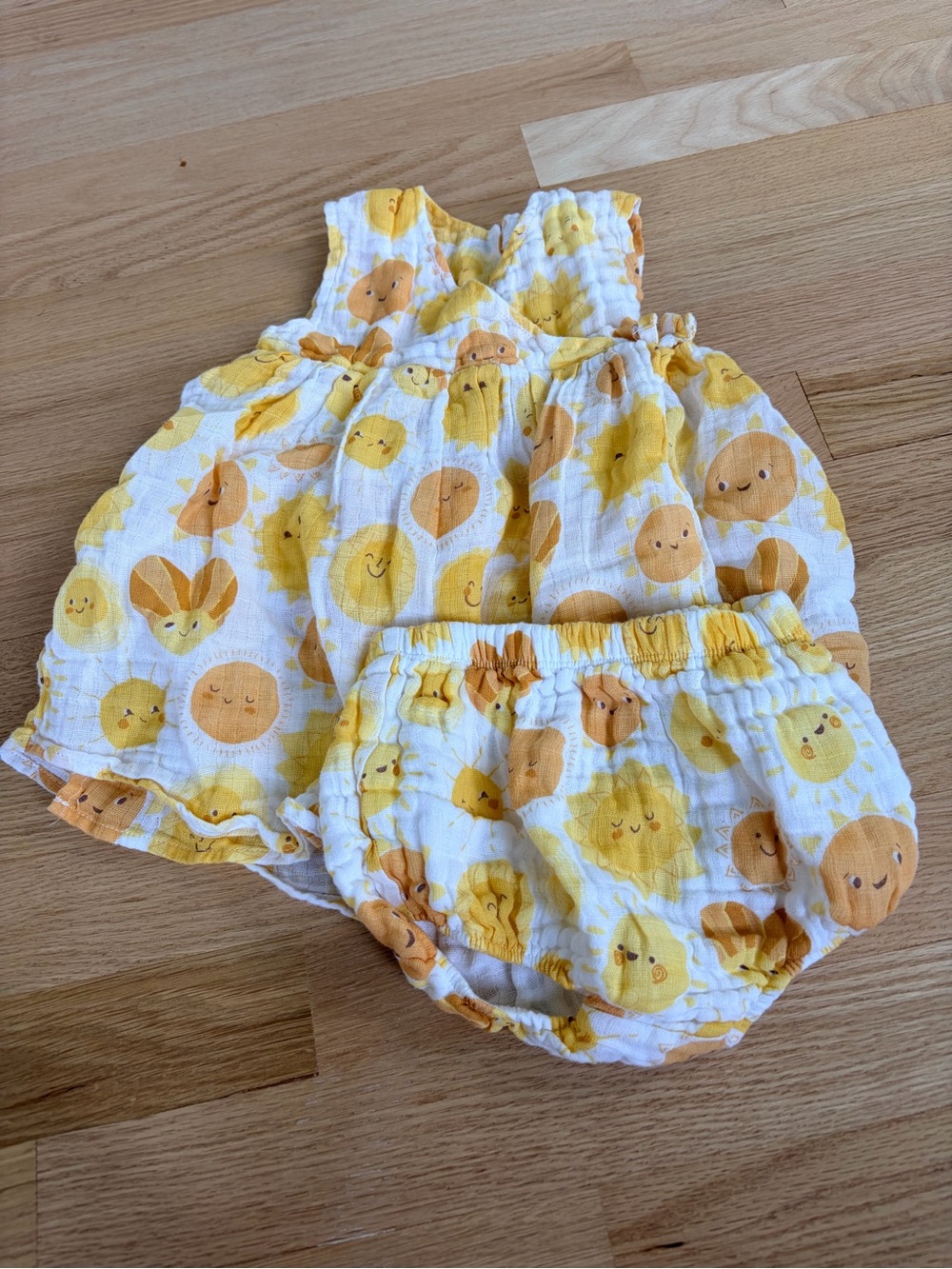 NWT Angel Dear Organic Cotton Muslin Sun Print Dress & Bloomer Set 18-24M